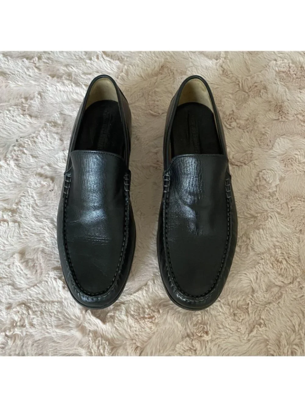 Johnston & Murphy Mens 10M Dark Brown Soft Loafers Sheepskin Classic